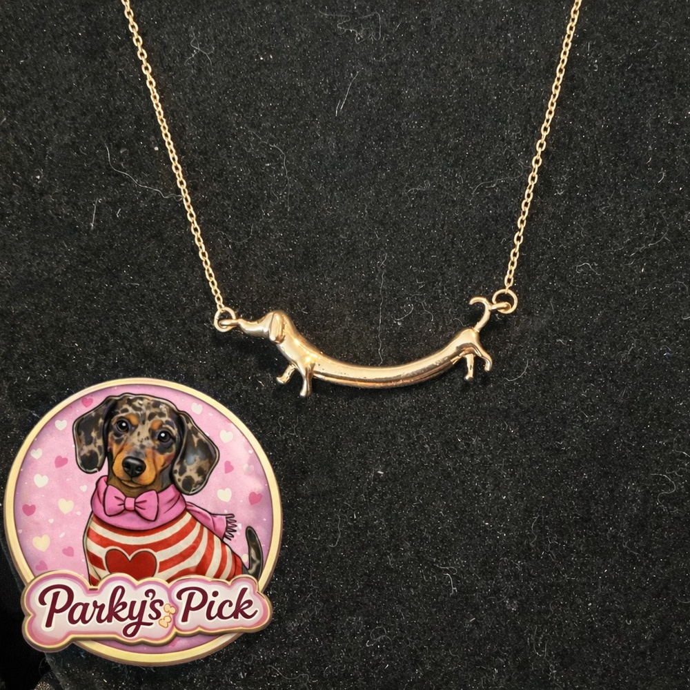 Gold Tone Dachshund Necklace Dog Lover Gift Doxie Jewelry
